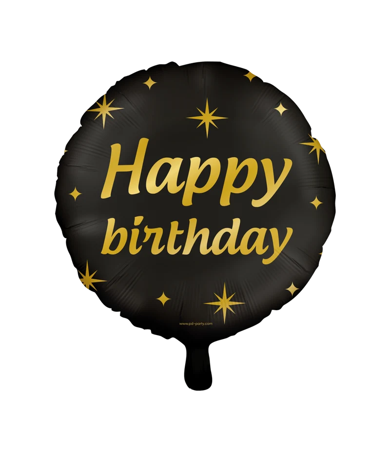 Classy Folieballon Happy Birthday Zwart/Goud (46cm)