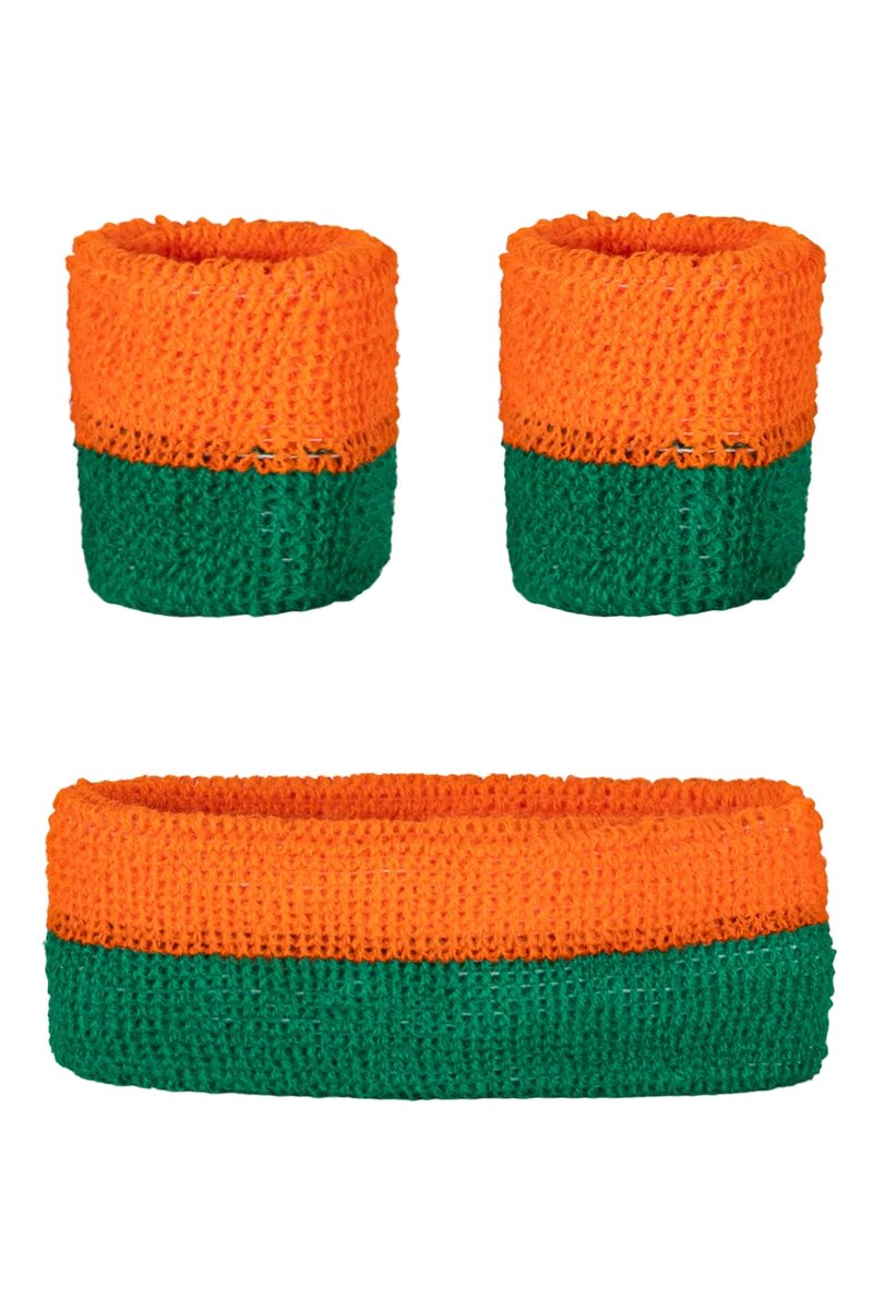 Zweetbandjes set oranje groen Kruikenstad