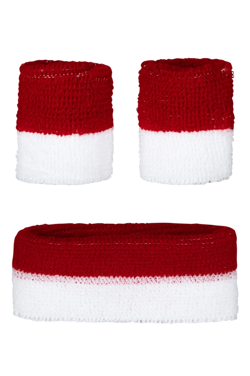 Zweetbandjes set rood wit