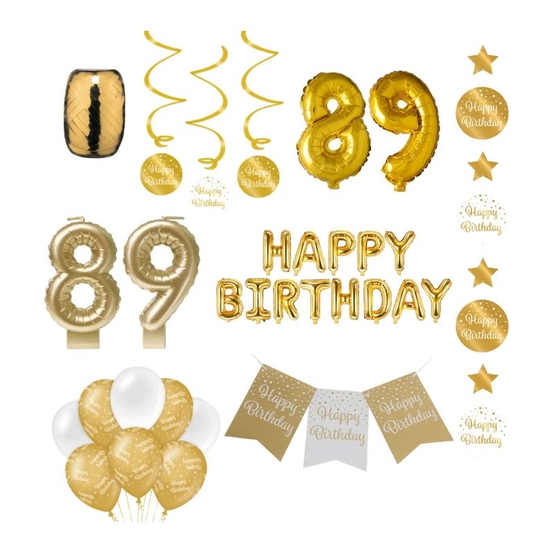 89 jaar Verjaardag Versiering Pakket Gold