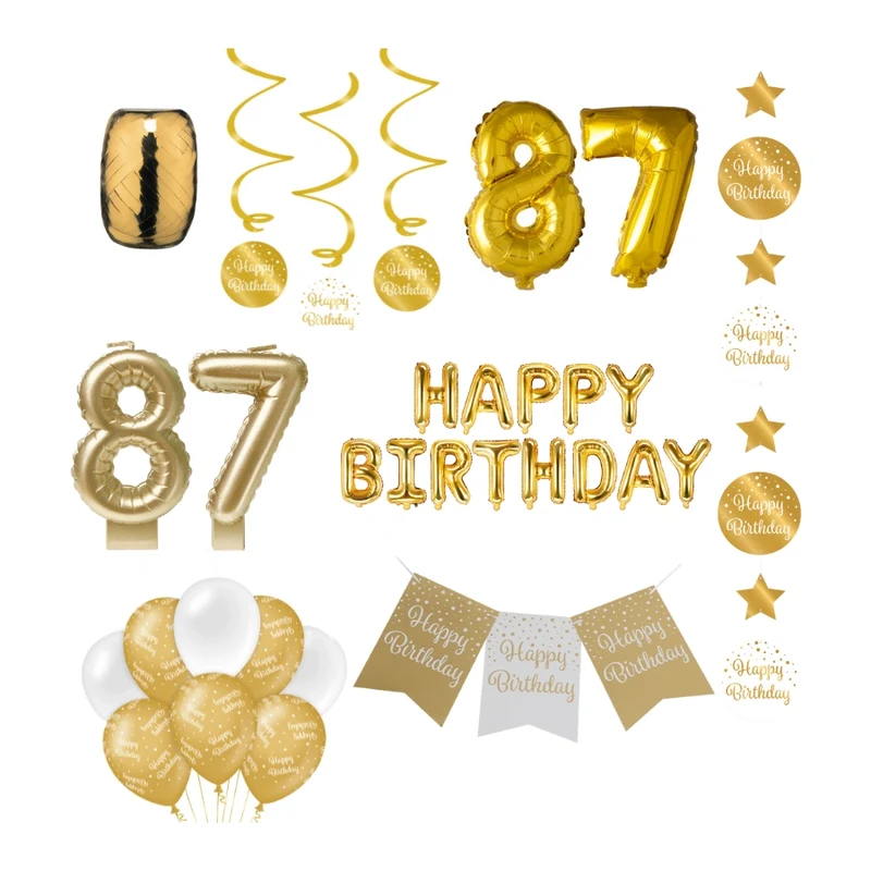 87 jaar Verjaardag Versiering Pakket Gold