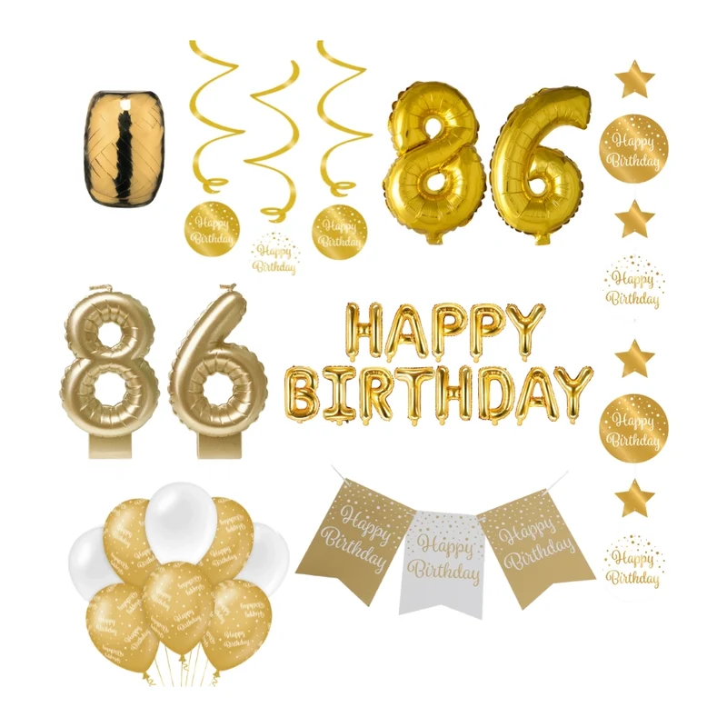 86 jaar Verjaardag Versiering Pakket Gold