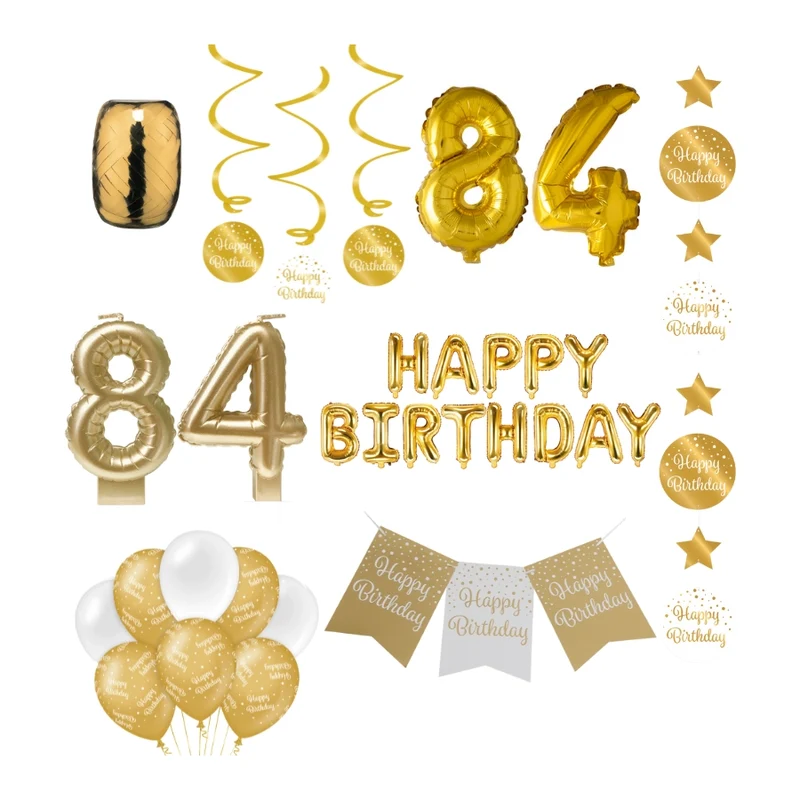 84 jaar Verjaardag Versiering Pakket Gold