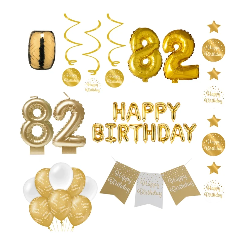 82 jaar Verjaardag Versiering Pakket Gold