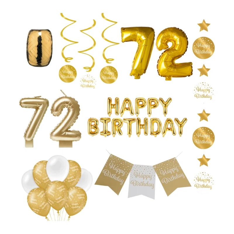 72 jaar Verjaardag Versiering Pakket Gold
