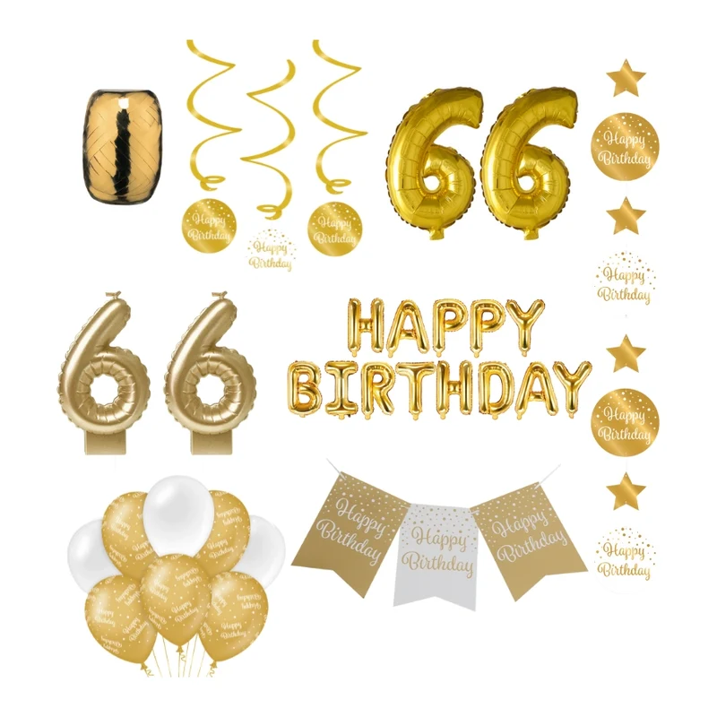 66 jaar Verjaardag Versiering Pakket Gold