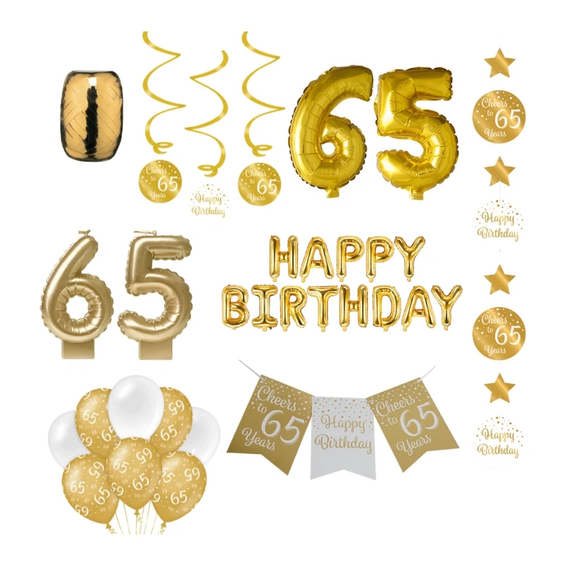 65 jaar Verjaardag Versiering Pakket Gold