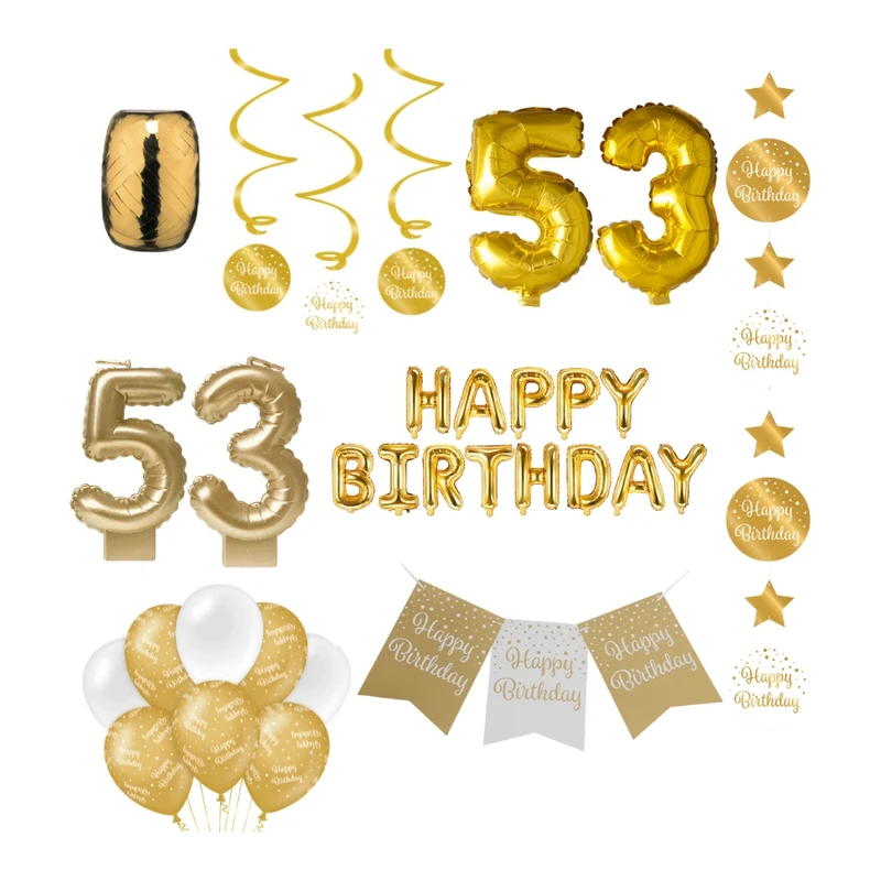 53 jaar Verjaardag Versiering Pakket Gold
