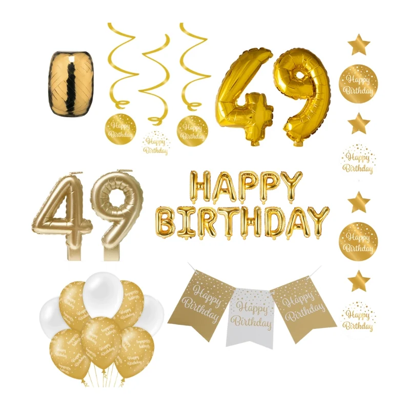 49 jaar Verjaardag Versiering Pakket Gold