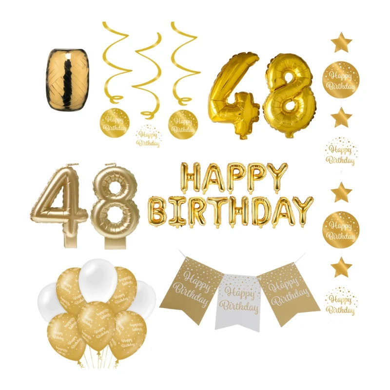 48 jaar Verjaardag Versiering Pakket Gold