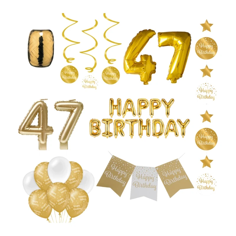 47 jaar Verjaardag Versiering Pakket Gold