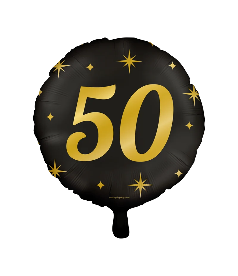 Classy Folieballon 50 Jaar Zwart/Goud (46cm)