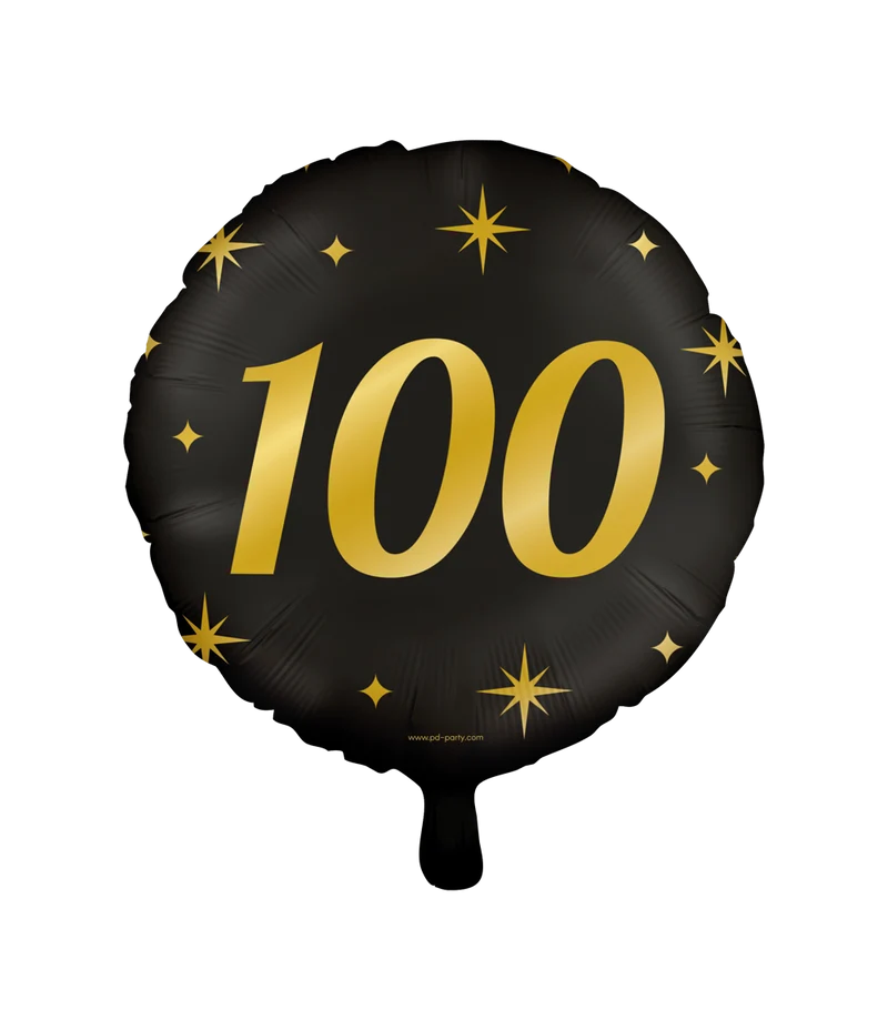 Classy Folieballon 100 Jaar Zwart/Goud (46cm)