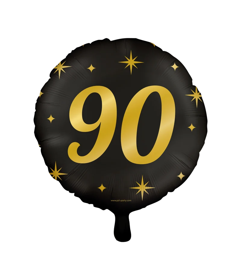 Classy Folieballon 90 Jaar Zwart/Goud (46cm)