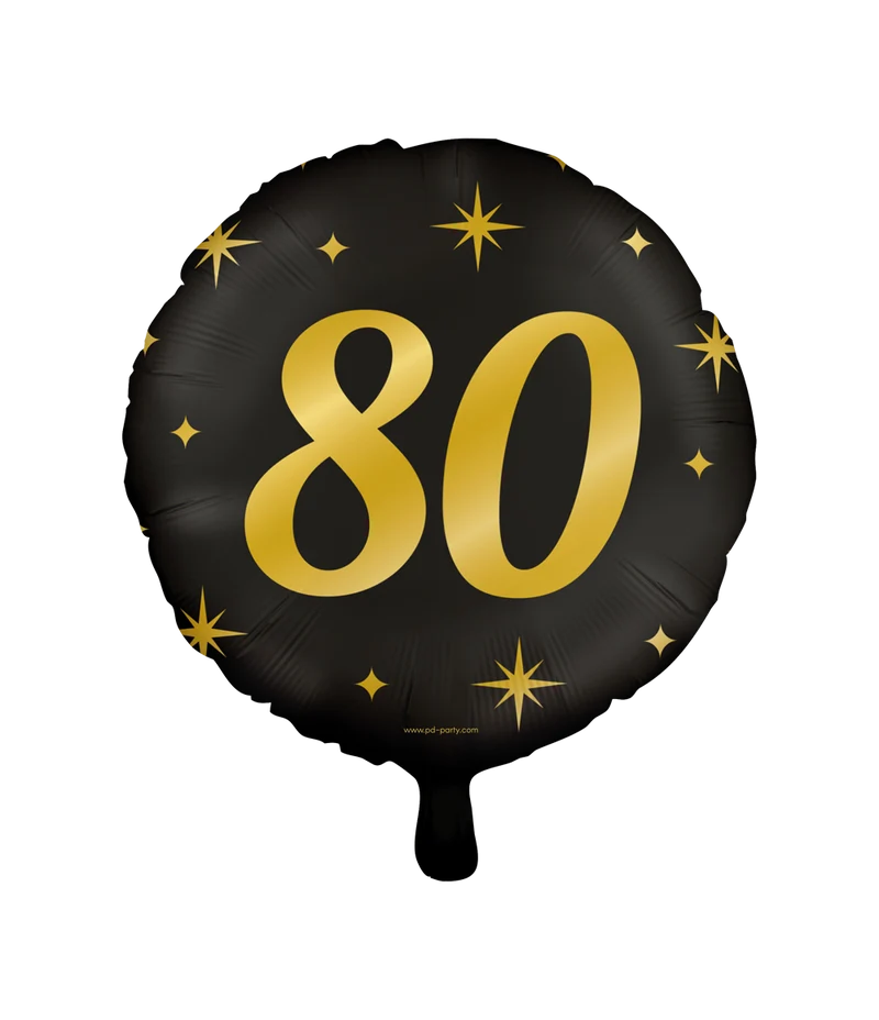 Classy Folieballon 80 Jaar Zwart/Goud (46cm)