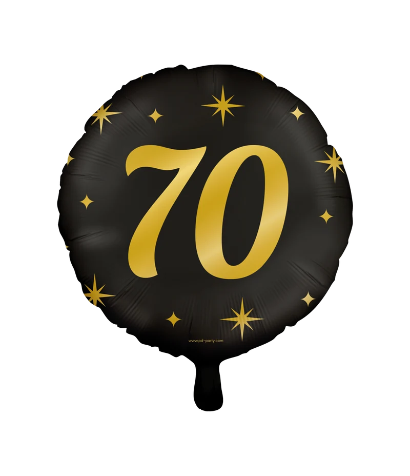 Classy Folieballon 70 Jaar Zwart/Goud (46cm)