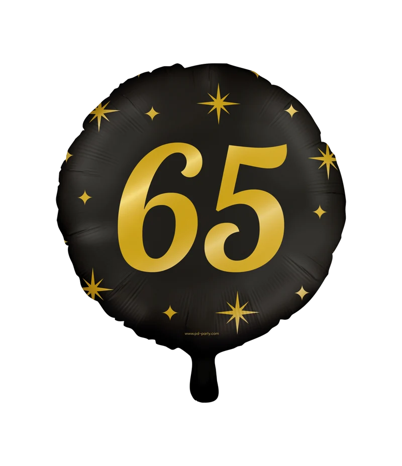 Classy Folieballon 65 Jaar Zwart/Goud (46cm)