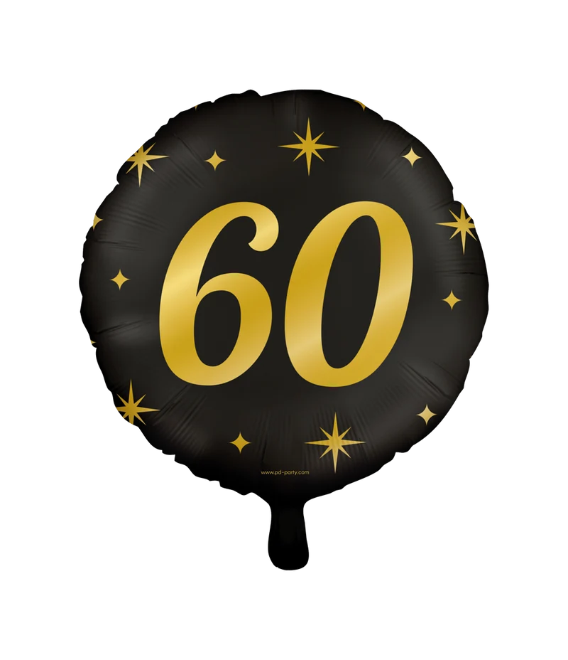 Classy Folieballon 60 Jaar Zwart/Goud (46cm)