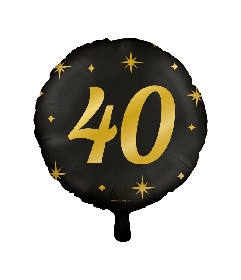Classy Folieballon 40 Jaar Zwart/Goud (46cm)