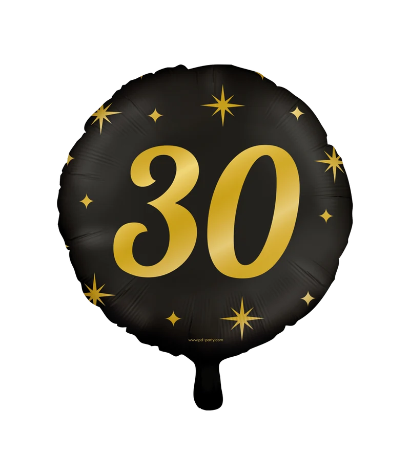 Classy Folieballon 30 Jaar Zwart/Goud (46cm)