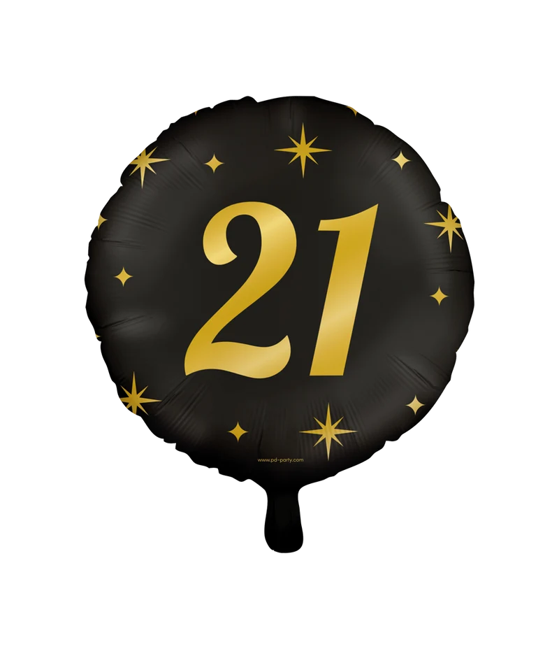 Classy Folieballon 21 Jaar Zwart/Goud (46cm)