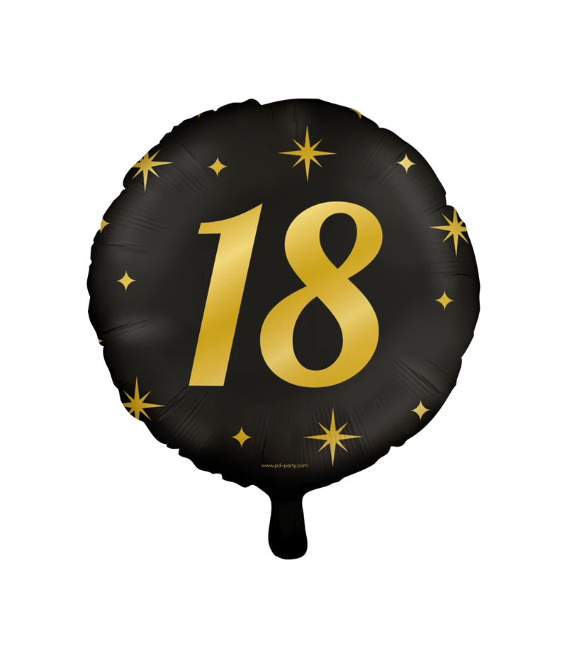Classy Folieballon 18 Jaar Zwart/Goud (46cm)