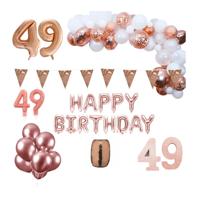 49 jaar Verjaardag Versiering Pakket Rosé goud XL