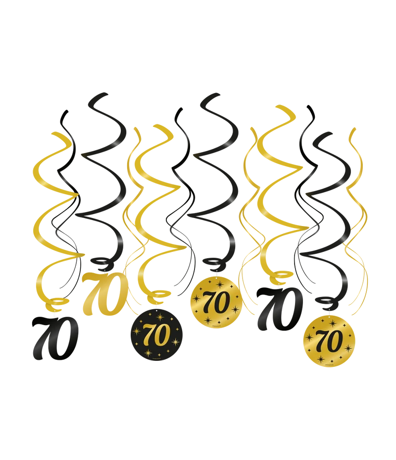 Classy Party Swirls 70 Jaar (12st)