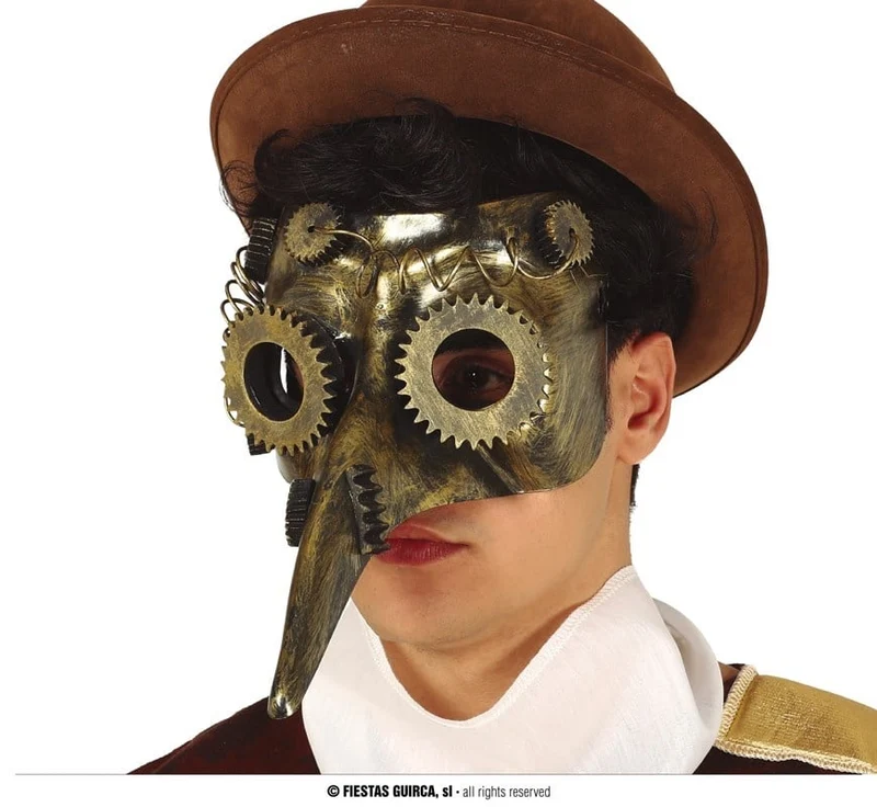 Steampunk Masker Goud Tandwielen