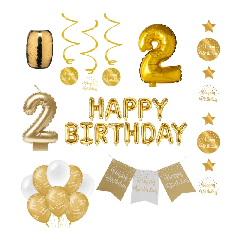 2 jaar Verjaardag Versiering Pakket Gold