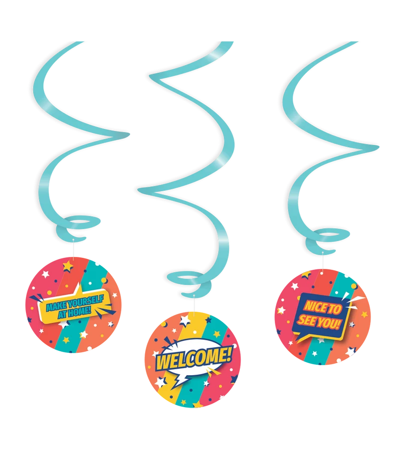 Hangdecoratie Swirls 'Welcome' Rainbow (3st)