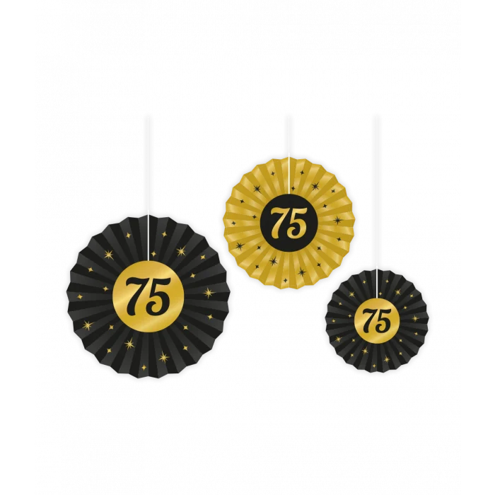Classy Honeycomb Waaier Set 75 Jaar (3st)