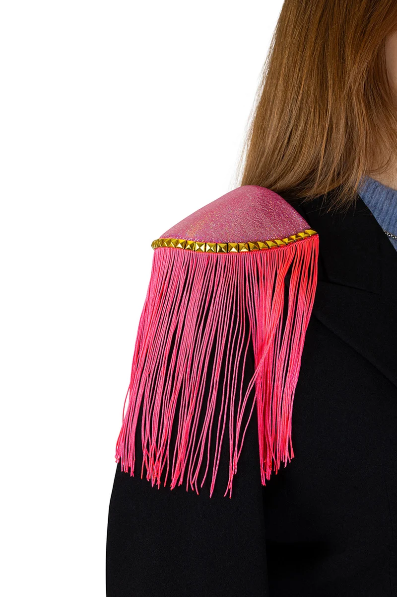 Epauletten shiny pink franjes