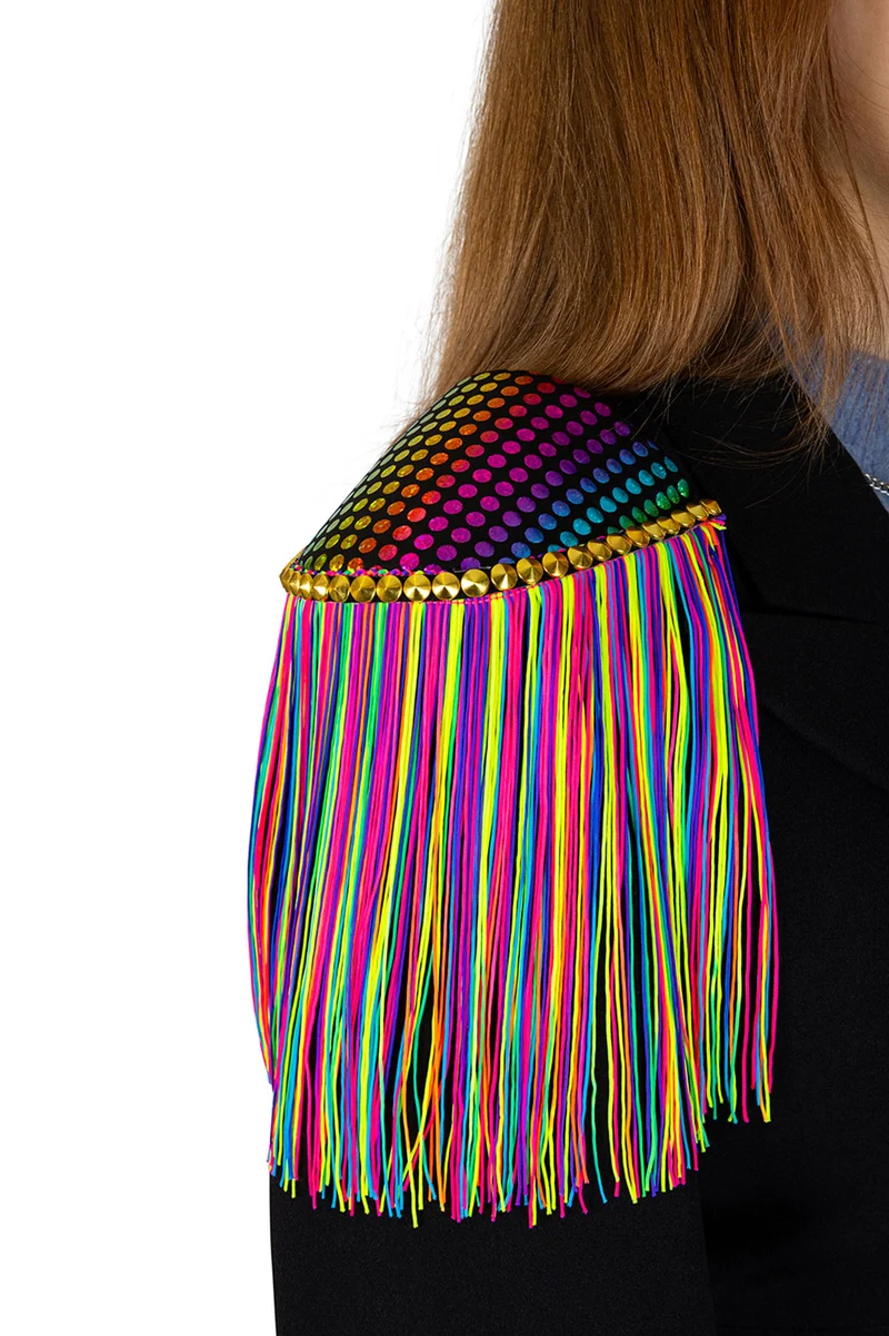 Epauletten shiny stippen neon franjes