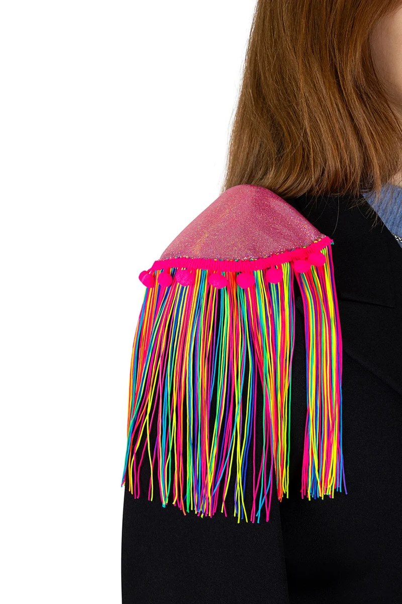 Epauletten shiny pink neon franjes