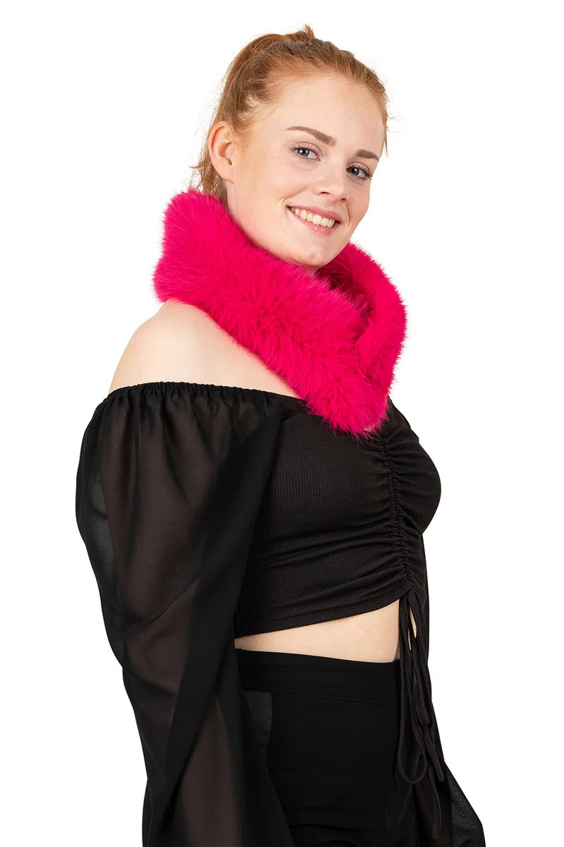 Nep bont sjaal diep rood met clip