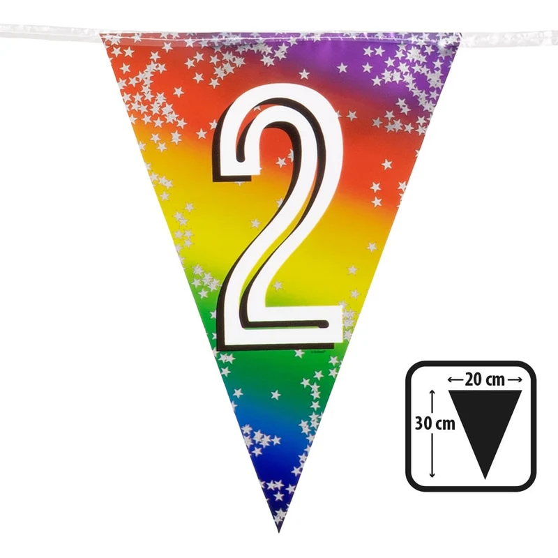 Vlaggenlijn Cijfer 2 Regenboog Met Sterren (6m)