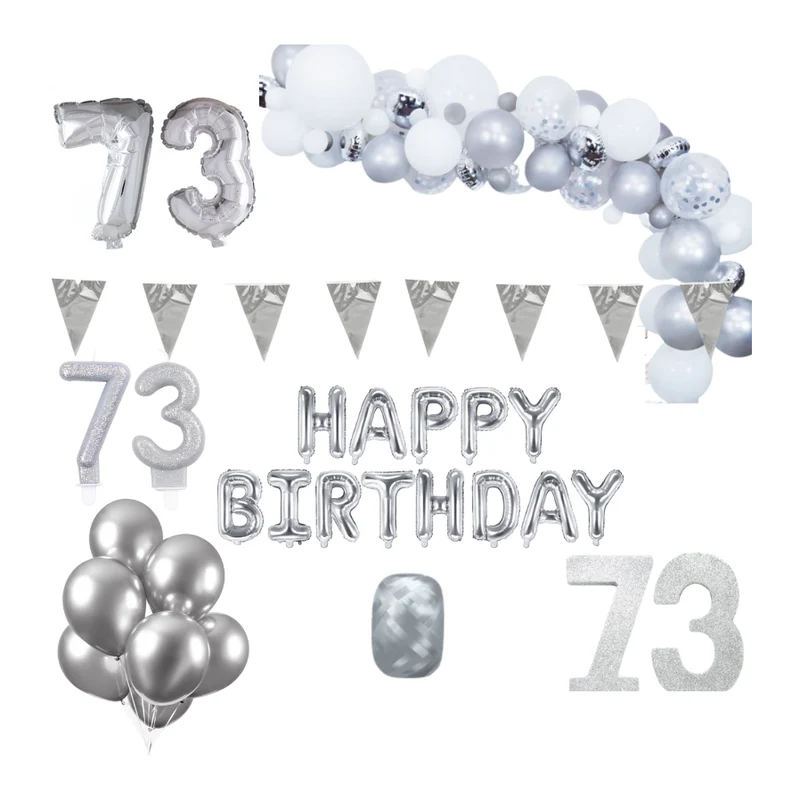 73 jaar Verjaardag Versiering Pakket Zilver XL