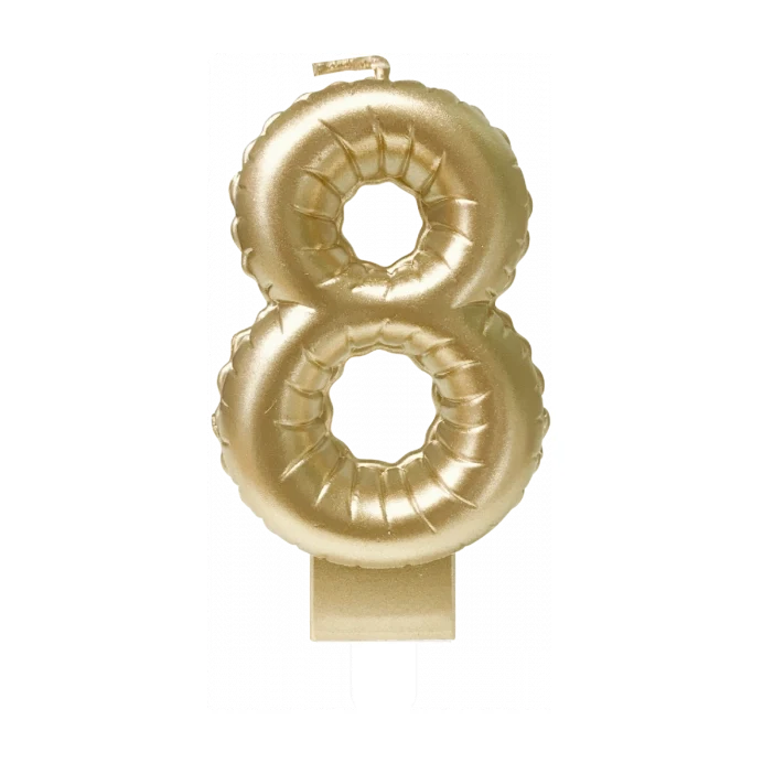 Folieballon cijfer kaars Goud 8