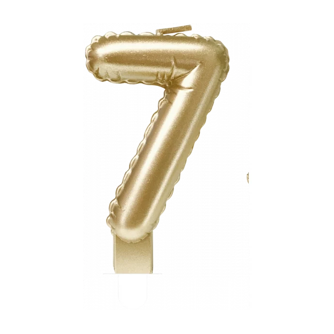 Folieballon cijfer kaars Goud 7