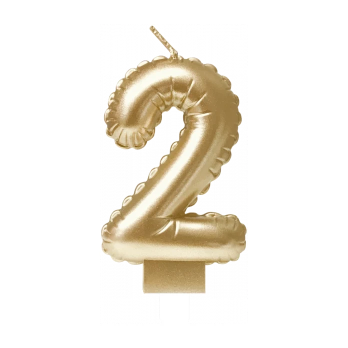 Folieballon cijfer kaars Goud 2