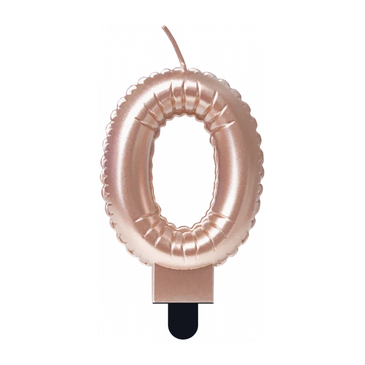 Folieballon cijfer kaars Rosé Goud 0