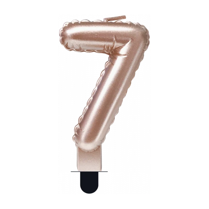Folieballon cijfer kaars Rosé Goud 7