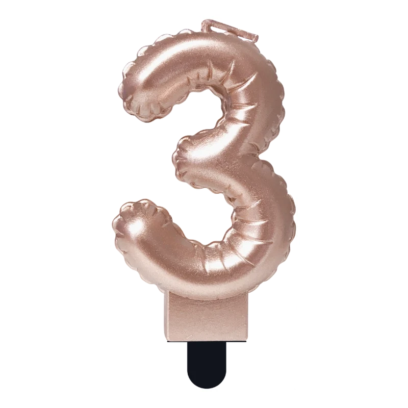 Folieballon cijfer kaars Rosé Goud 3
