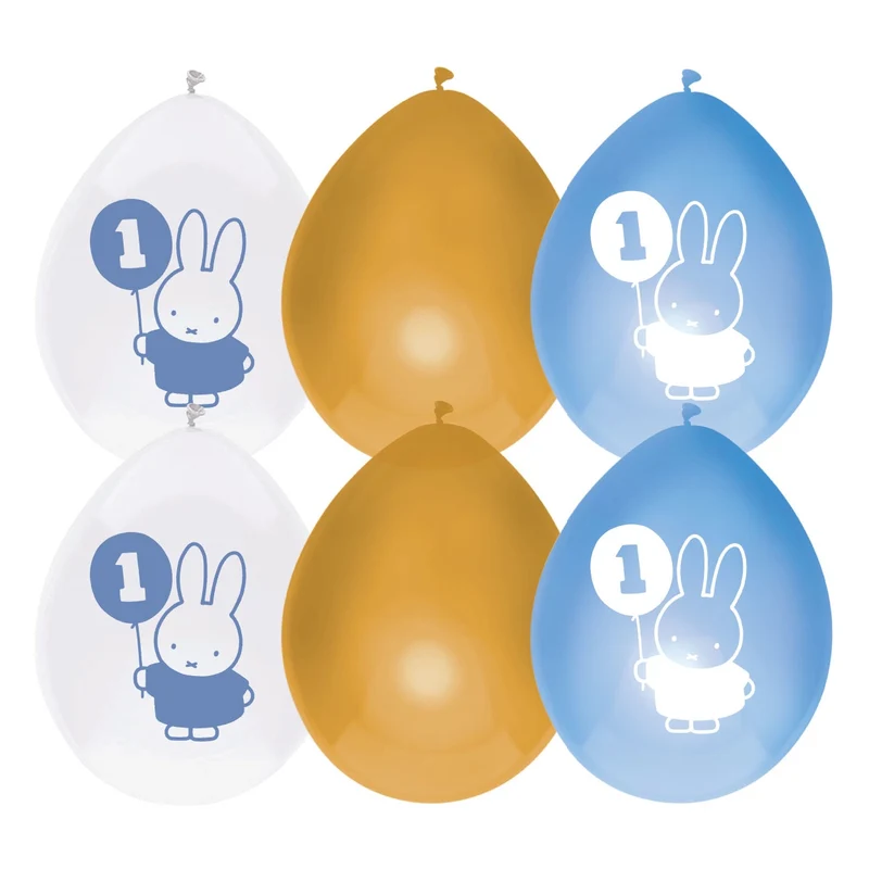 Ballonnen Nijntje First Birthday blauw 30 cm 6 st.