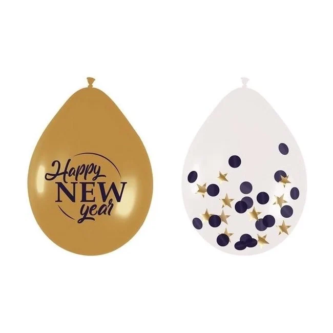 Ballonnen mix set "Happy New Year" 30cm, 6st