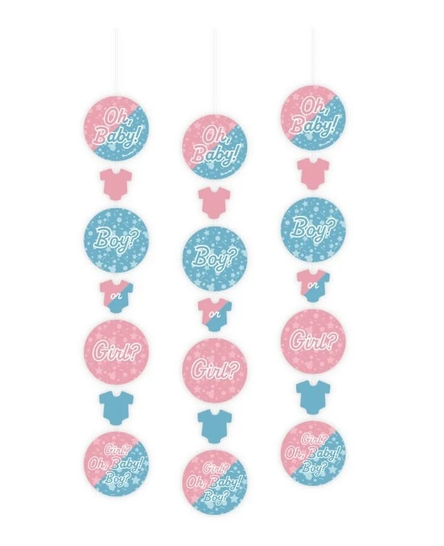 Handecoratie Slingers 'Oh Baby' Gender Reveal (3st)