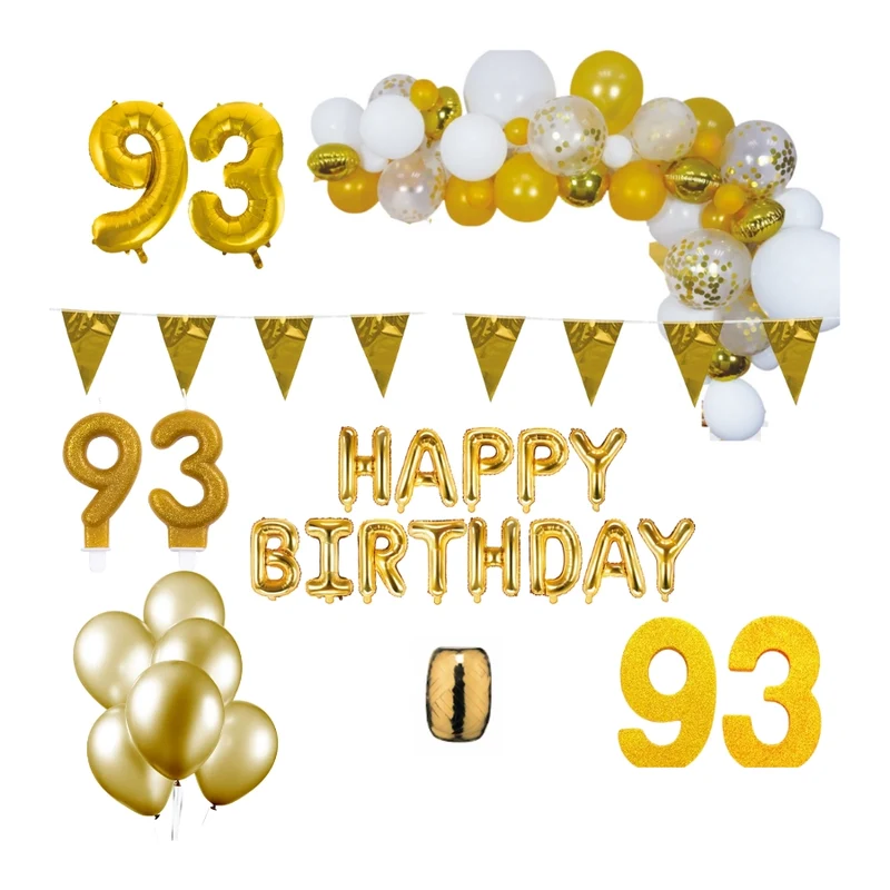 93 jaar Verjaardag Versiering Pakket Goud XL