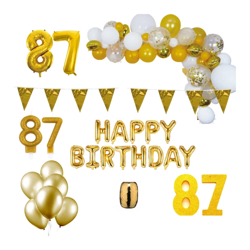 87 jaar Verjaardag Versiering Pakket Goud XL