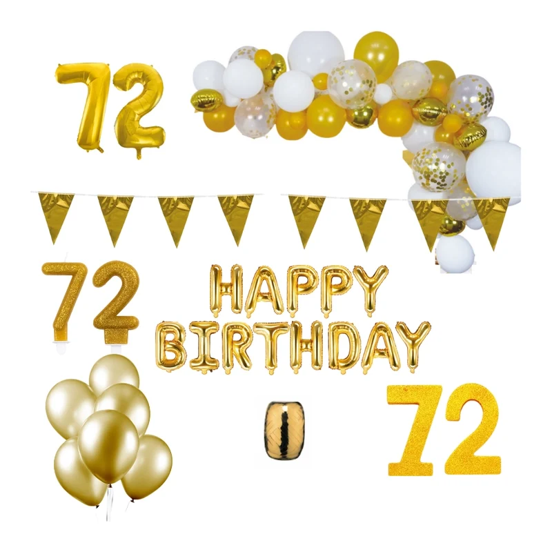 72 jaar Verjaardag Versiering Pakket Goud XL